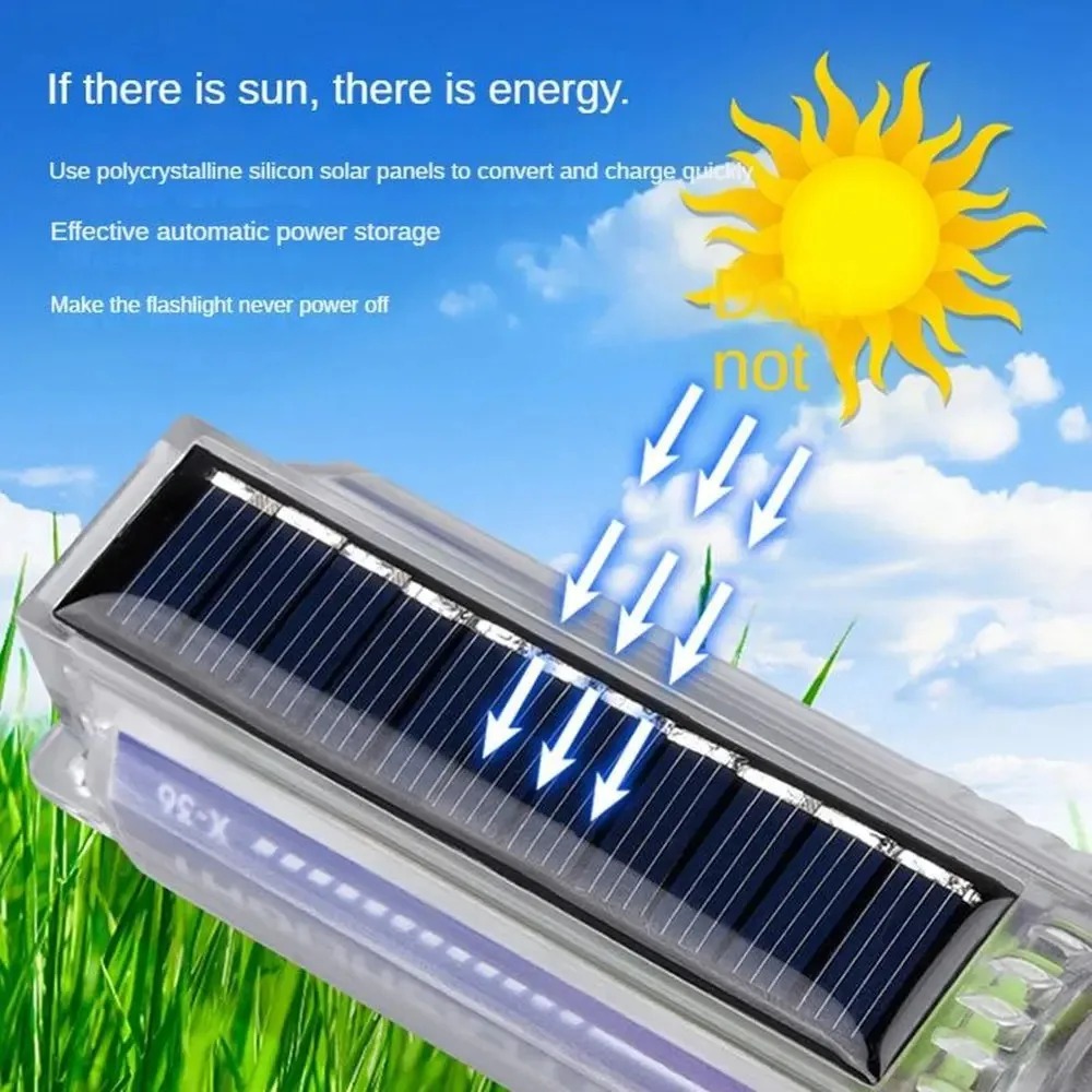 Powerful LED Flashlight With S - Solar Emergency Charger ulasan dan harga